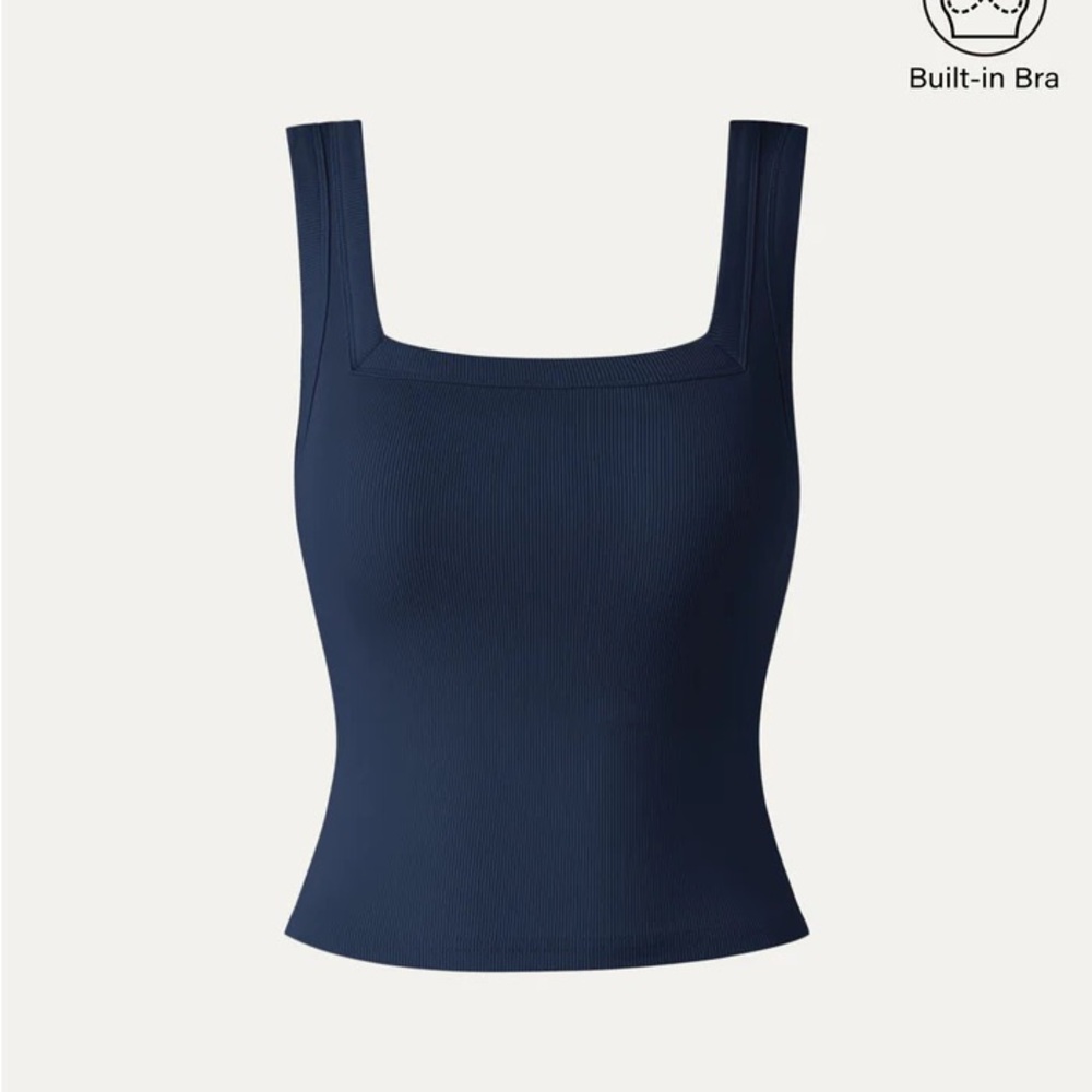 OGL Navy Blue Ribbed Cropped Tank Top